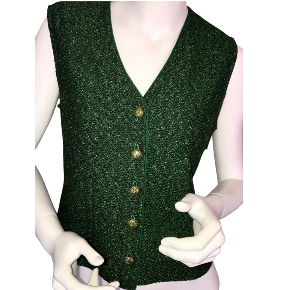 St. John Collection Hunter Green Tweed Tank/Vest Sz (see measurements) 6 EUC